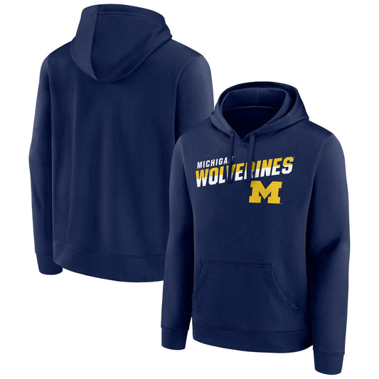 Men's Navy Michigan Wolverines Quick Slant Pullover Hoodie
