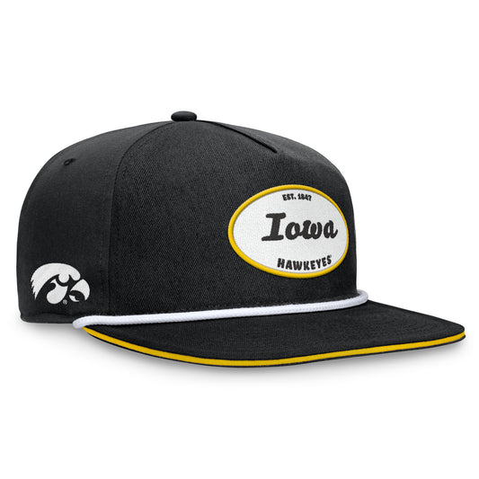 Men's Top of the World Black Iowa Hawkeyes Iron Golfer Adjustable Hat