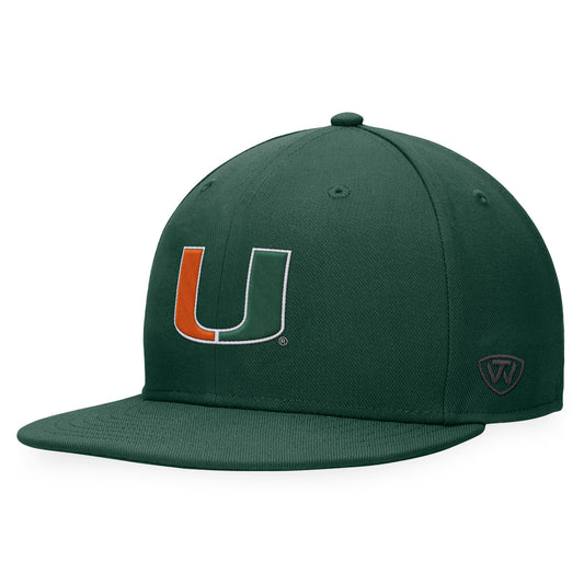 Men's Top of the World Green Miami Hurricanes Fitted Hat