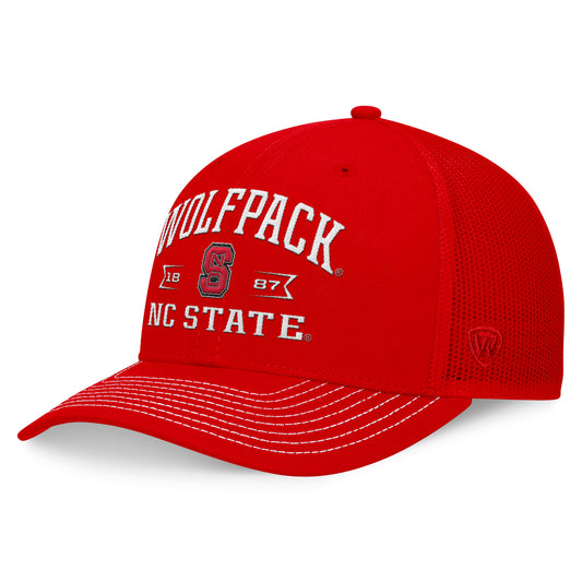 Men's Top of the World Red NC State Wolfpack Carson Trucker Adjustable Hat