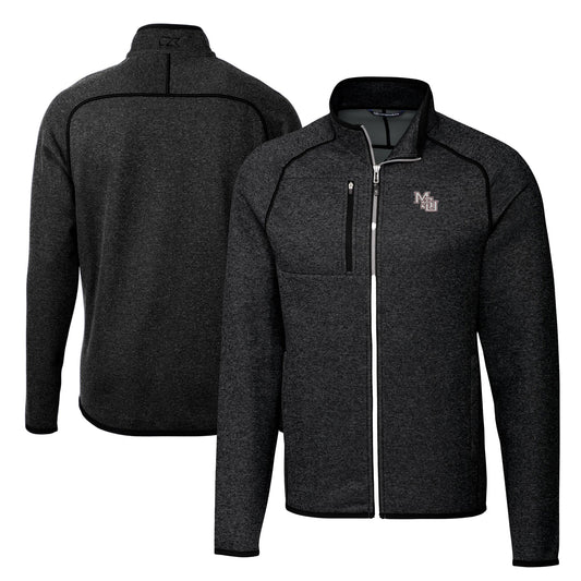 Men's Cutter & Buck  Heather Charcoal Mississippi State Bulldogs Vault Mainsail Sweater-Knit Full-Zip Jacket