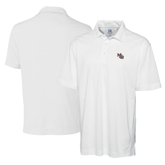 Men's Cutter & Buck  White Mississippi State Bulldogs Vault DryTec Genre Textured Polo