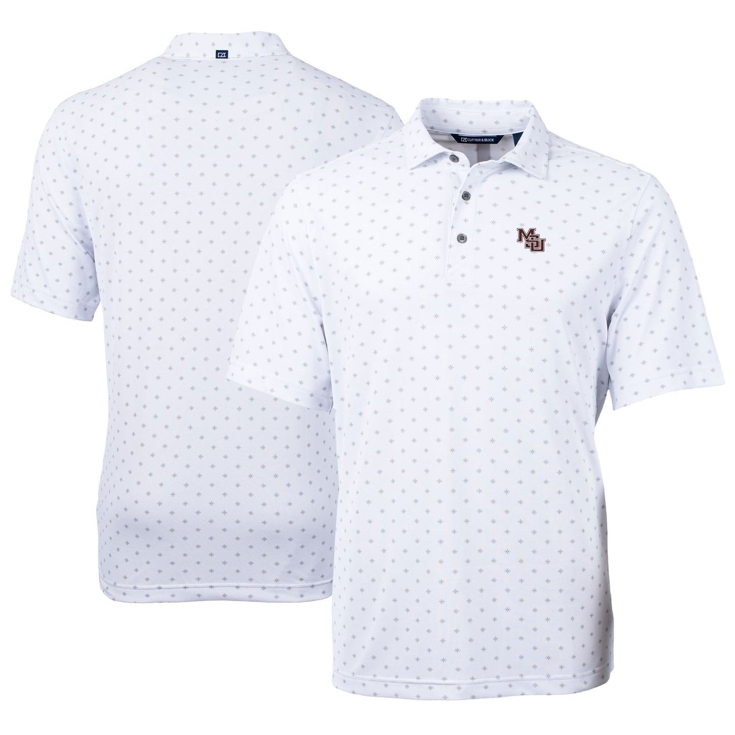 Men's Cutter & Buck  White Mississippi State Bulldogs Vault DryTec Genre Textured Polo
