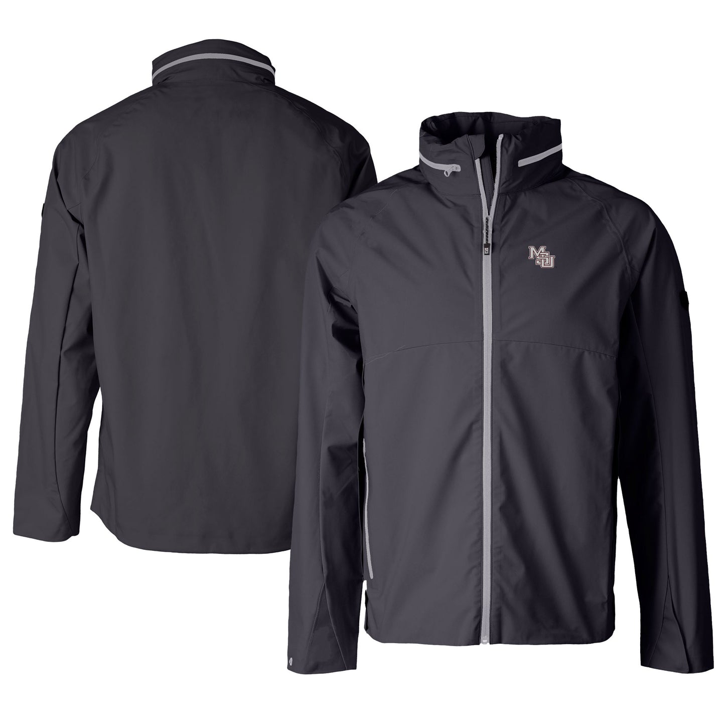 Men's Cutter & Buck  Gray Mississippi State Bulldogs Vapor Water Repellent Stretch Full-Zip Rain Jacket