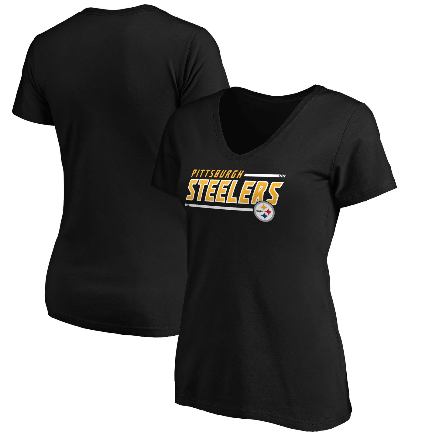 Women's Black Pittsburgh Steelers Mascot In Bounds V-Neck T-Shirt