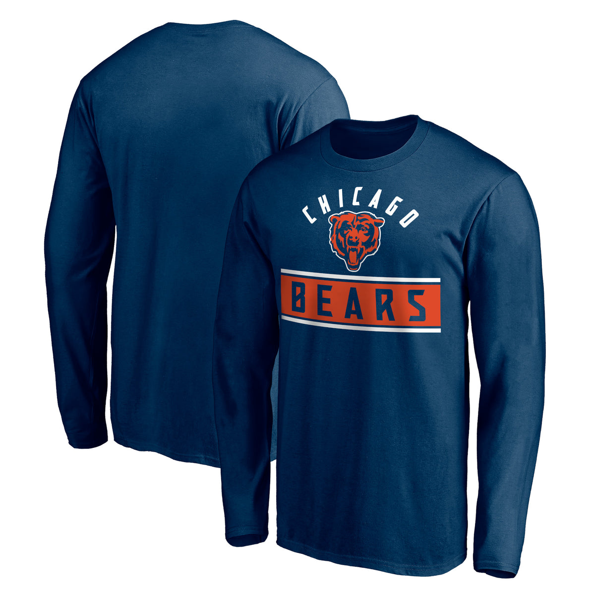 Men's Navy Chicago Bears Team Arch Knockout Long Sleeve T-Shirt