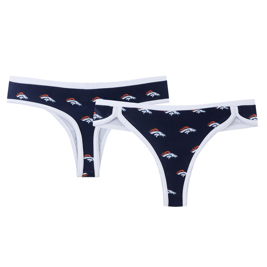 Women's Concepts Sport Navy Denver Broncos Gauge Allover Print Knit Thong