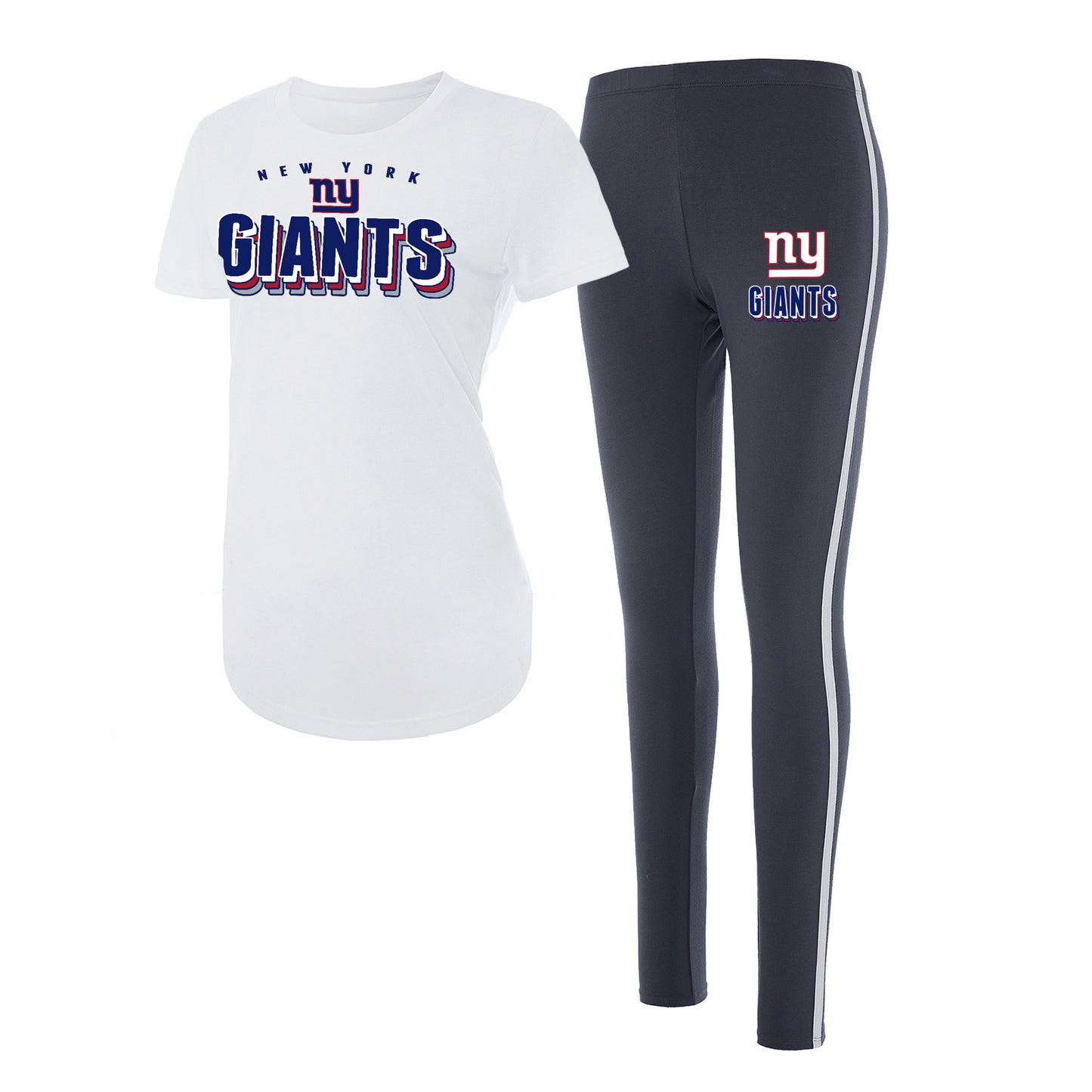 Women's Concepts Sport White/Charcoal New York Giants Sonata T-Shirt & Leggings Set