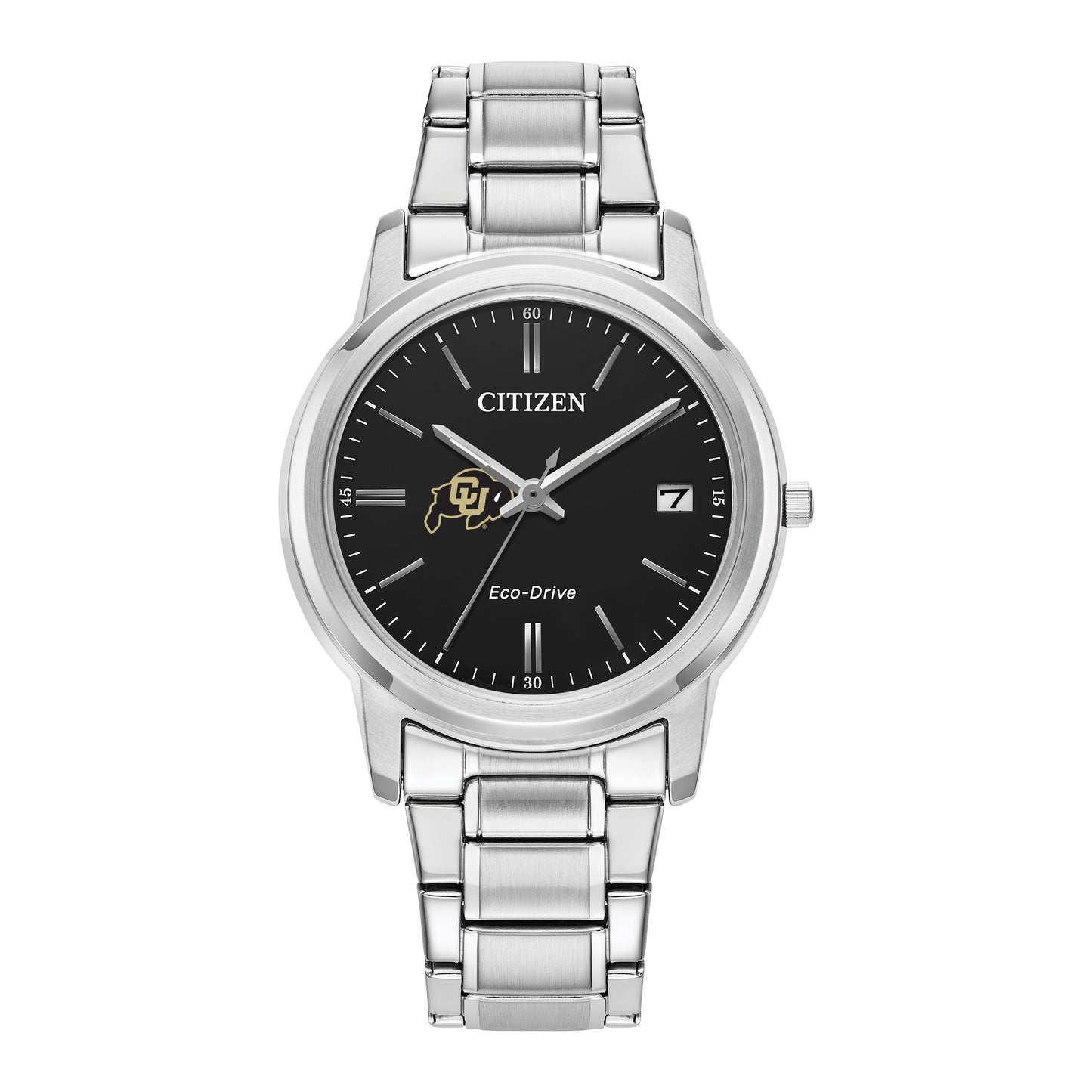 Women's Citizen Watch Silver Colorado Buffaloes Eco-Drive Black Dial Stainless Steel Watch