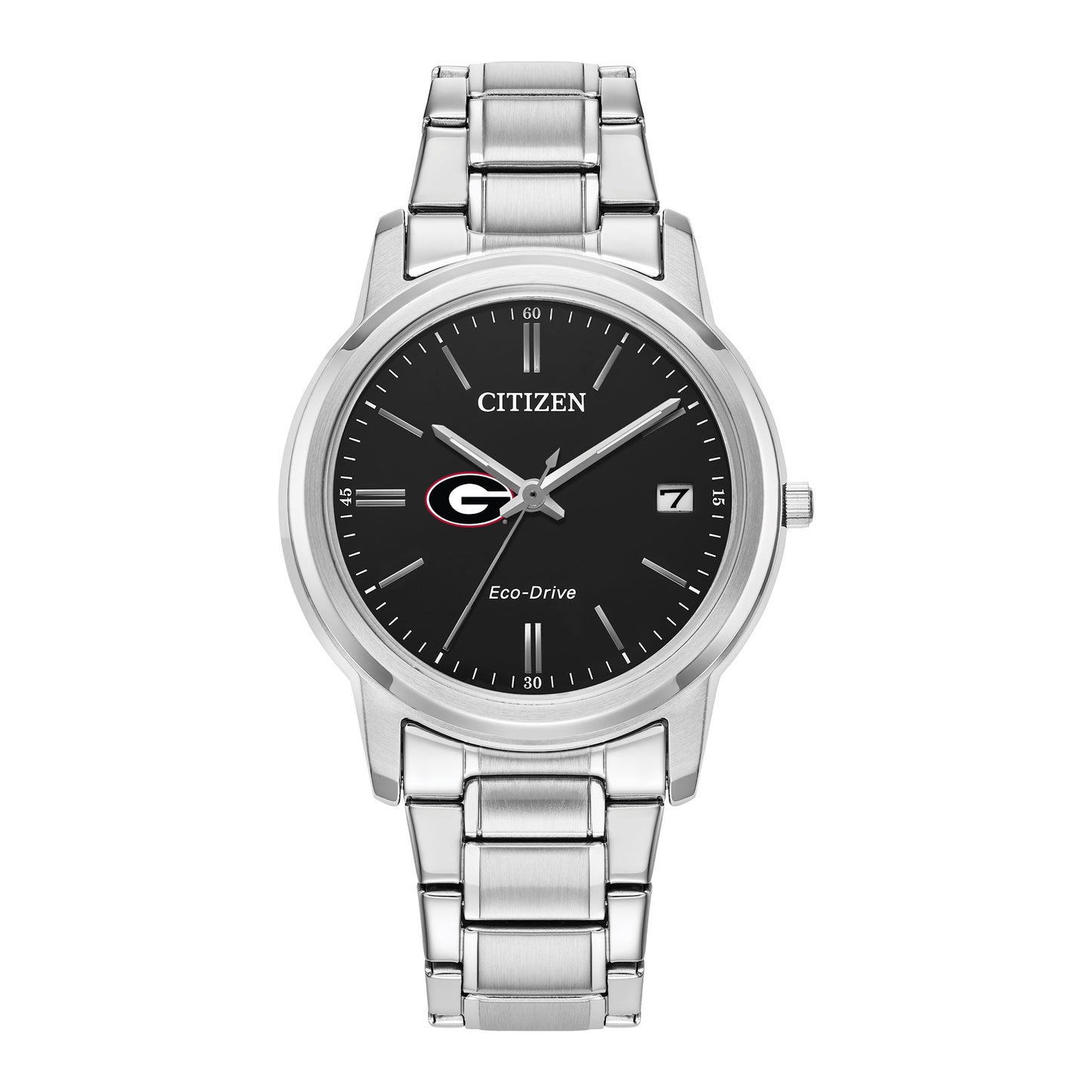 Women's Citizen Watch Silver Georgia Bulldogs Eco-Drive Black Dial Stainless Steel Watch