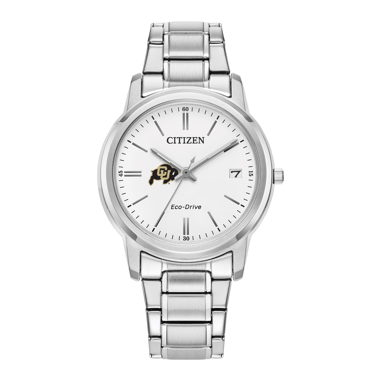 Women's Citizen Watch Silver Colorado Buffaloes Eco-Drive White Dial Stainless Steel Watch