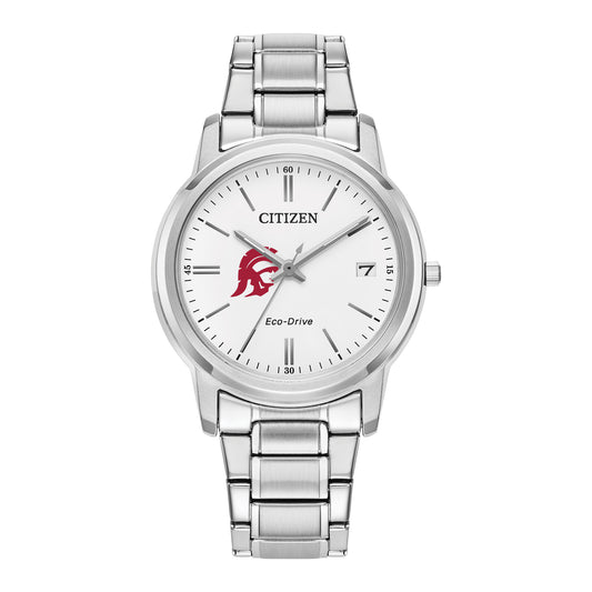 Women's Citizen Watch Silver USC Trojans Eco-Drive White Dial Stainless Steel Watch