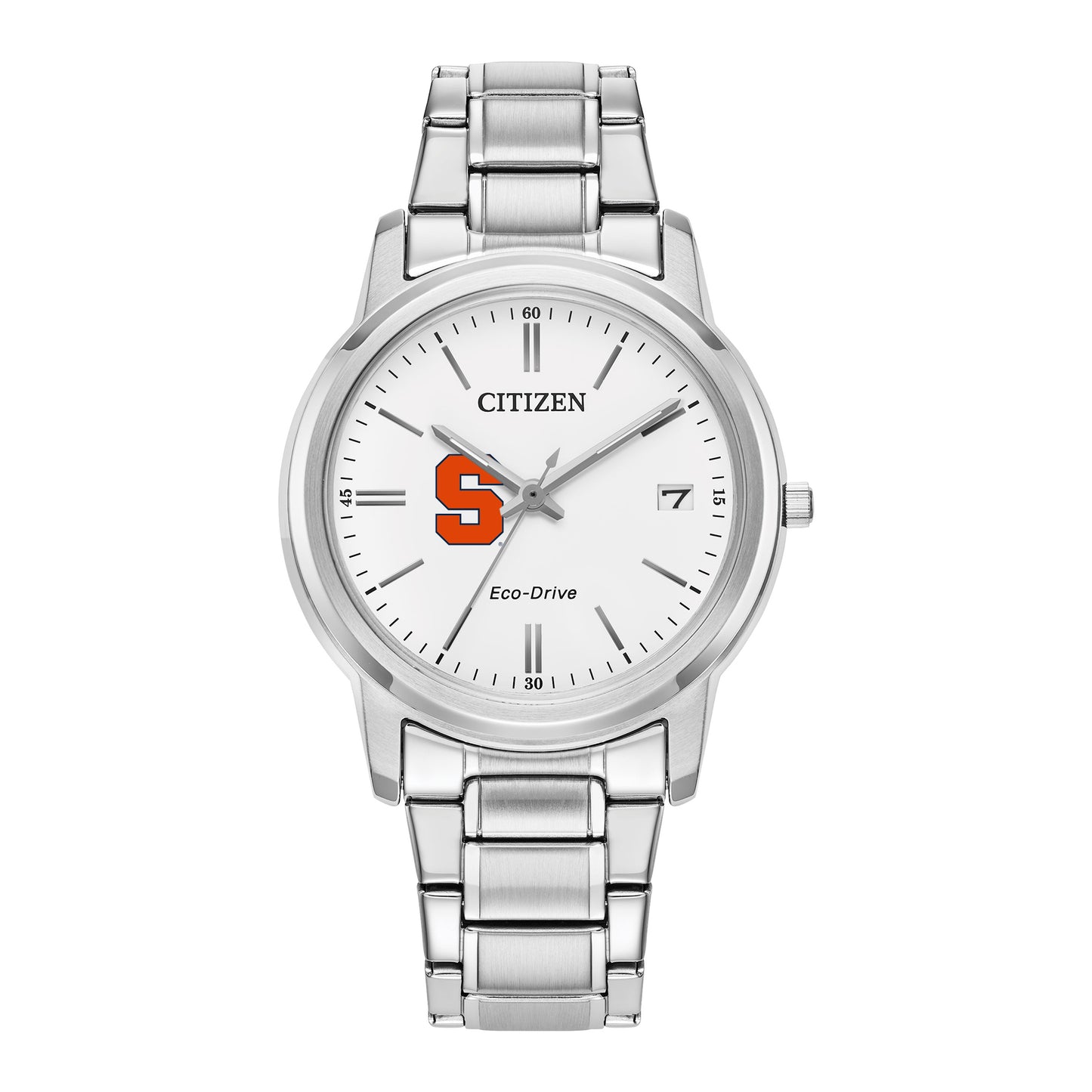 Women's Citizen Watch Silver Syracuse Orange Eco-Drive White Dial Stainless Steel Watch