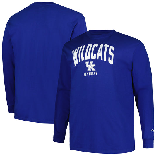 Men's Champion Royal Kentucky Wildcats Big & Tall Arch Long Sleeve T-Shirt