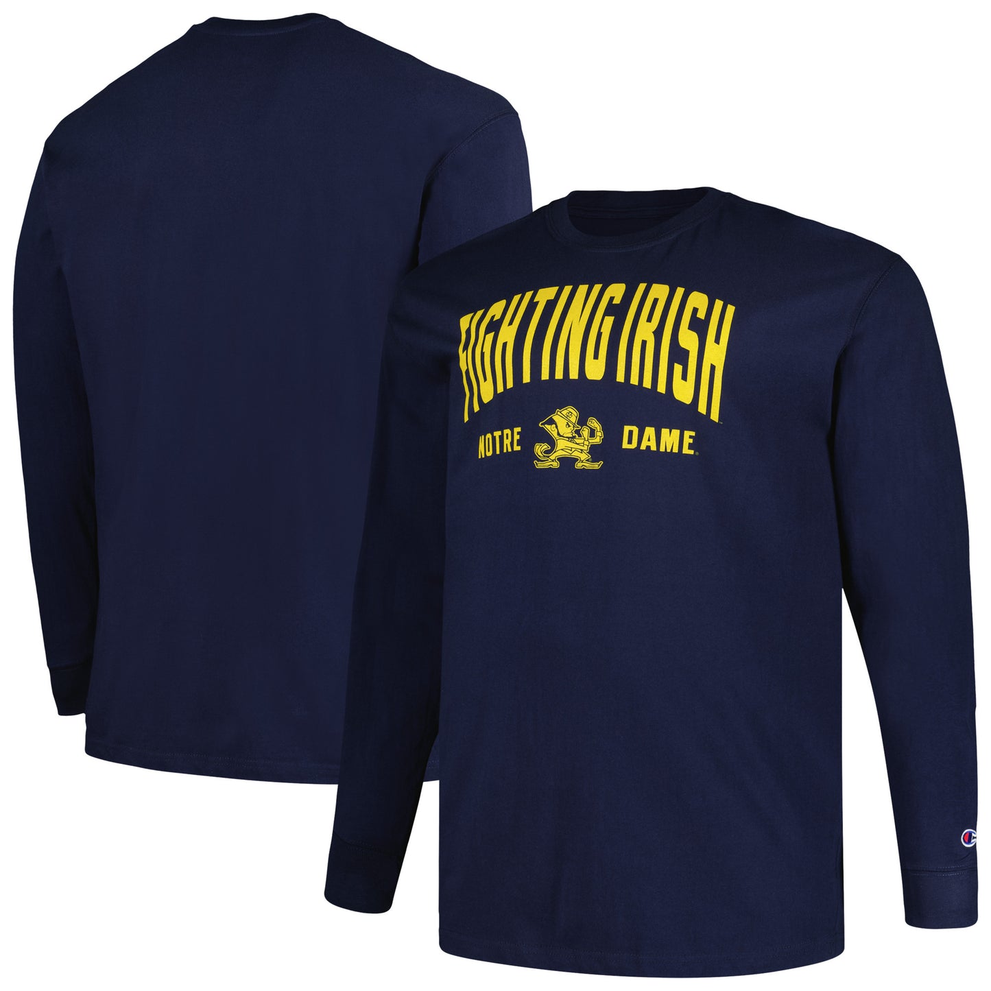 Men's Champion Navy Notre Dame Fighting Irish Big & Tall Arch Long Sleeve T-Shirt