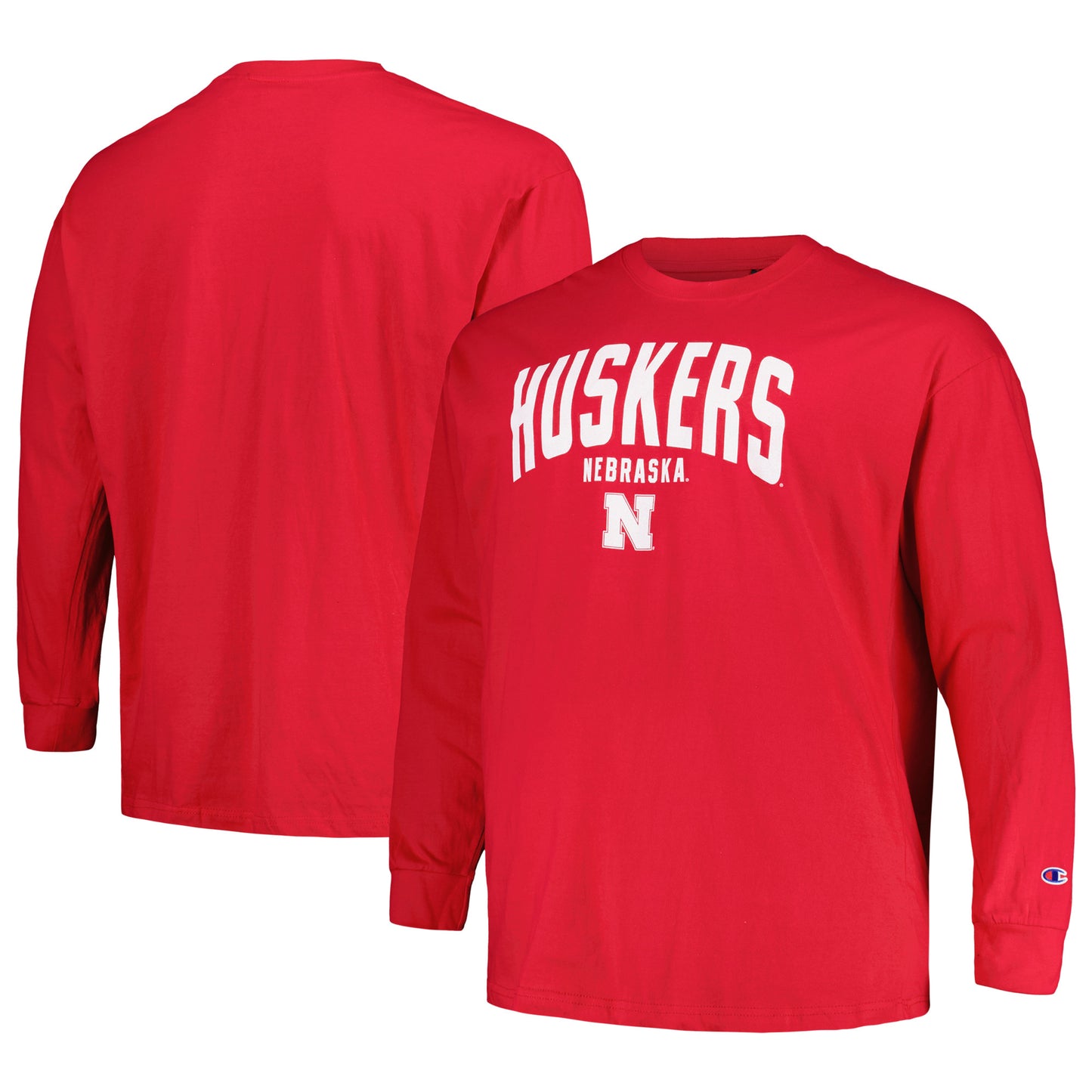 Men's Champion Scarlet Nebraska Huskers Big & Tall Arch Long Sleeve T-Shirt