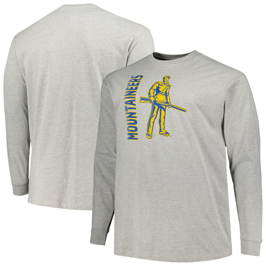 Men's Champion Heather Gray West Virginia Mountaineers Big & Tall Mascot Long Sleeve T-Shirt