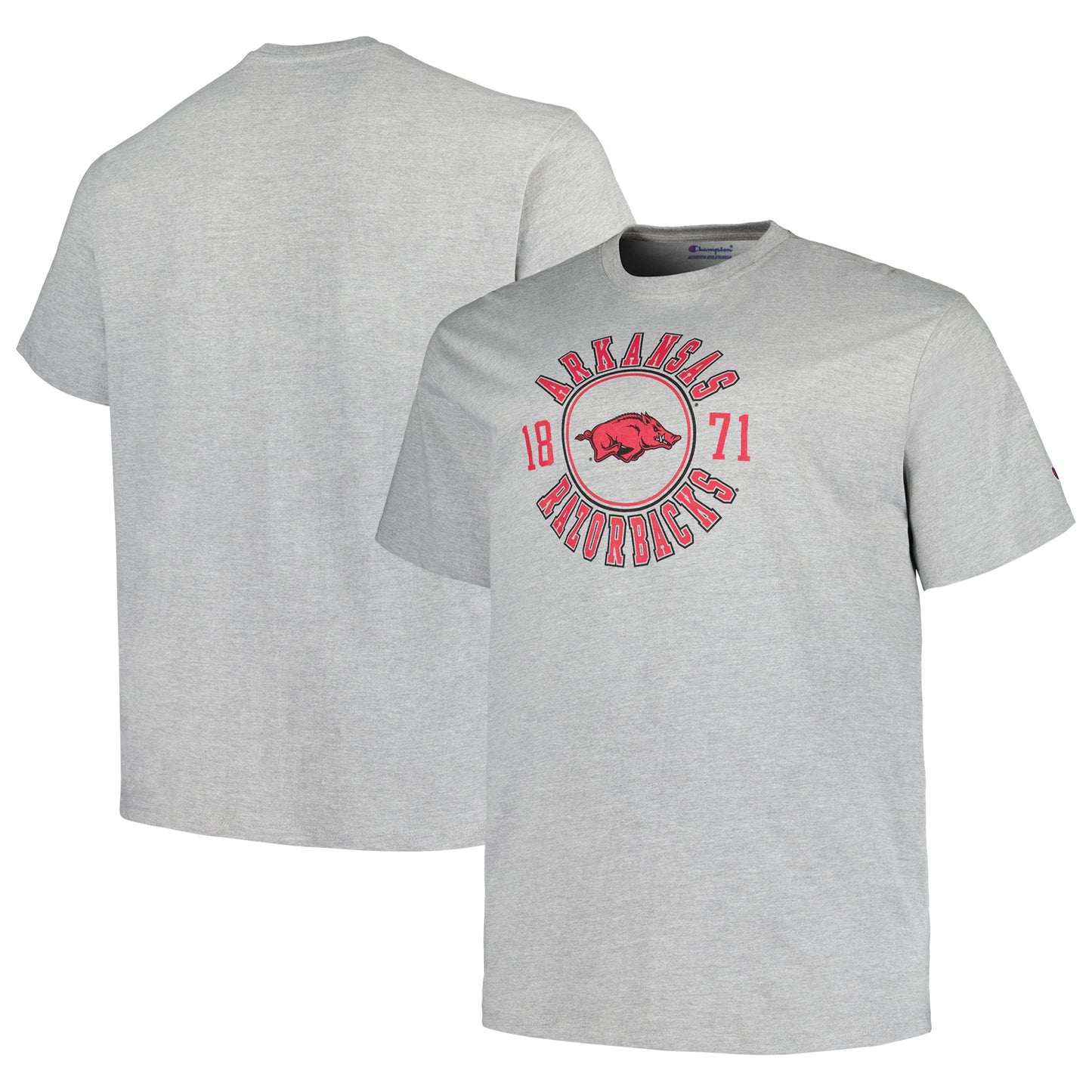 Men's Champion Heather Gray Arkansas Razorbacks Big & Tall Circle Logo T-Shirt