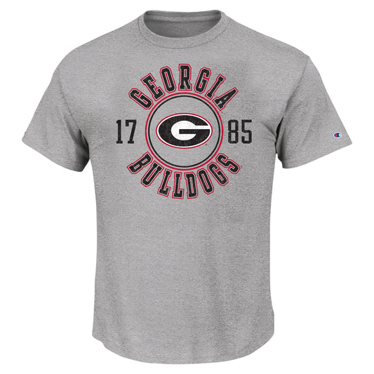 Men's Champion Heather Gray Georgia Bulldogs Big & Tall Circle Logo T-Shirt