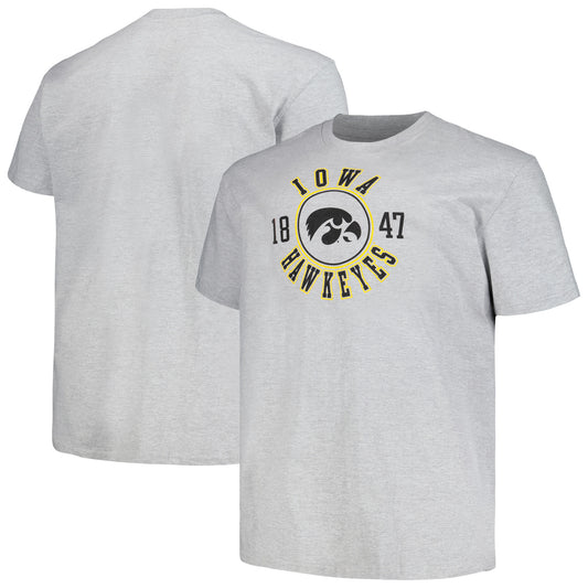 Men's Champion Heather Gray Iowa Hawkeyes Big & Tall Circle Logo T-Shirt