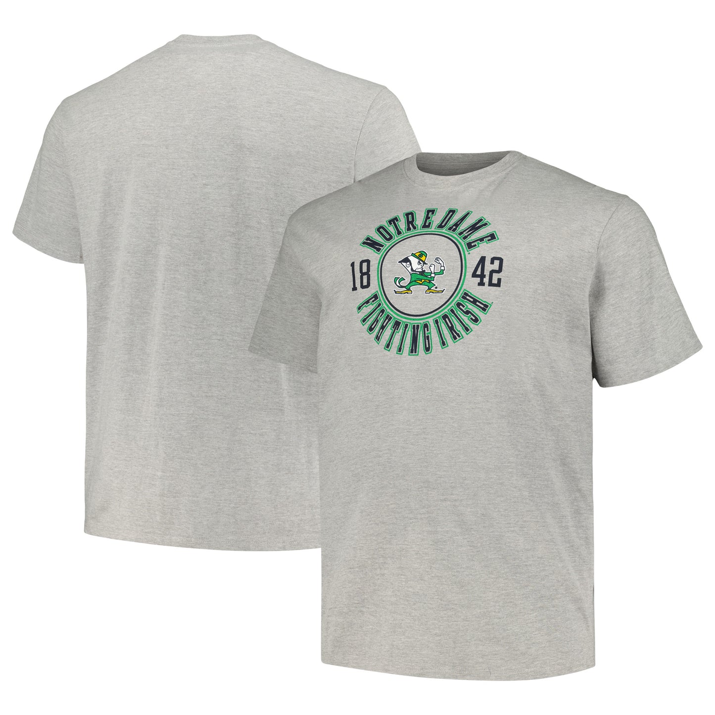 Men's Champion Heather Gray Notre Dame Fighting Irish Big & Tall Circle Logo T-Shirt