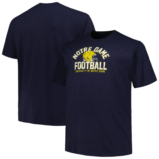 Men's Champion Navy Notre Dame Fighting Irish Big & Tall Football Helmet T-Shirt