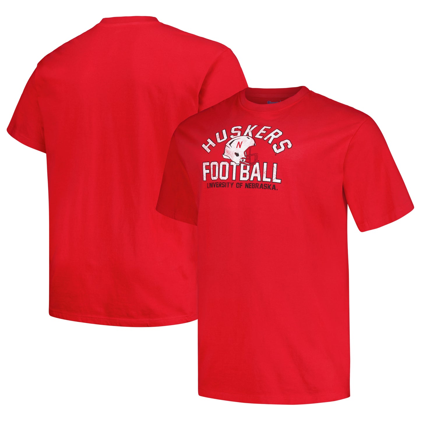 Men's Champion Scarlet Nebraska Huskers Big & Tall Football Helmet T-Shirt