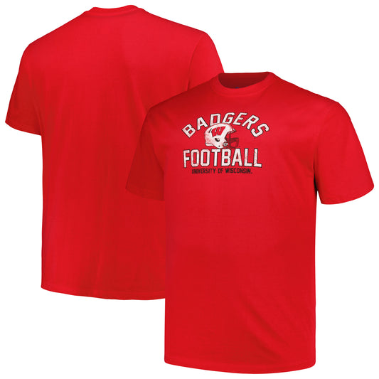 Men's Champion Red Wisconsin Badgers Big & Tall Football Helmet T-Shirt