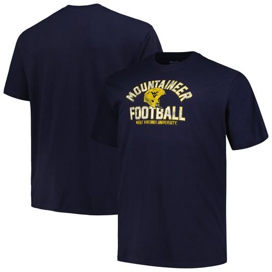 Men's Champion Navy West Virginia Mountaineers Big & Tall Football Helmet T-Shirt