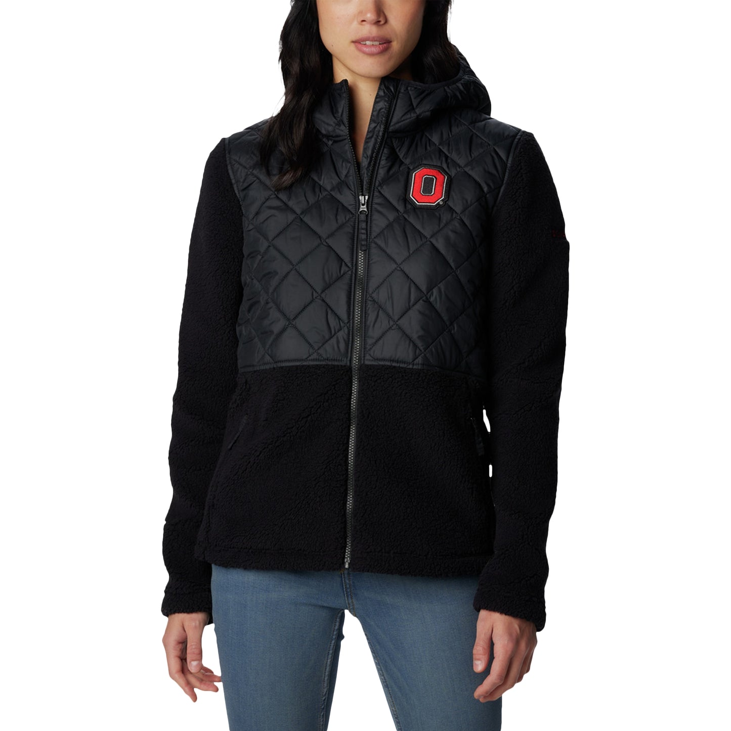 Women's Columbia Black Ohio State Buckeyes Crested Peak Sherpa Full-Zip Jacket