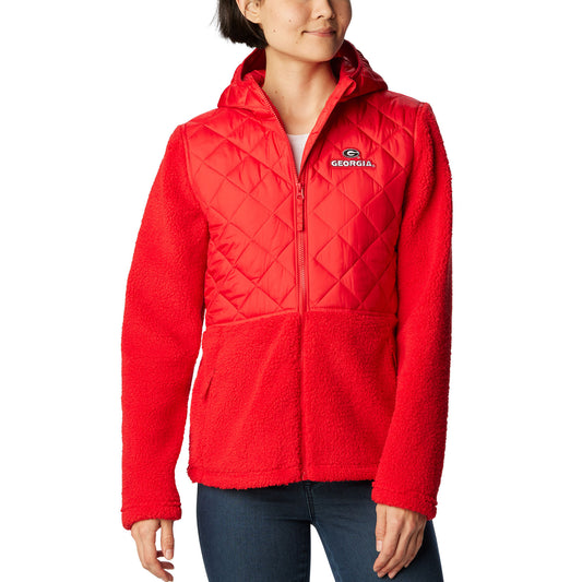 Women's Columbia Red Georgia Bulldogs Crested Peak Sherpa Full-Zip Jacket