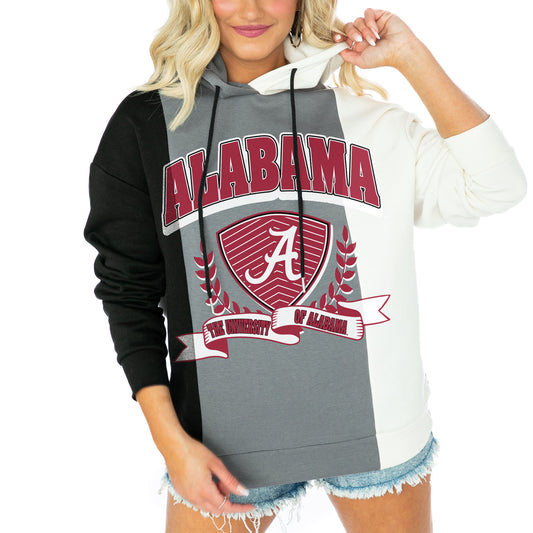 Women's Gameday Couture  Black Alabama Crimson Tide Hall Of Fame Color Block Pullover Hoodie