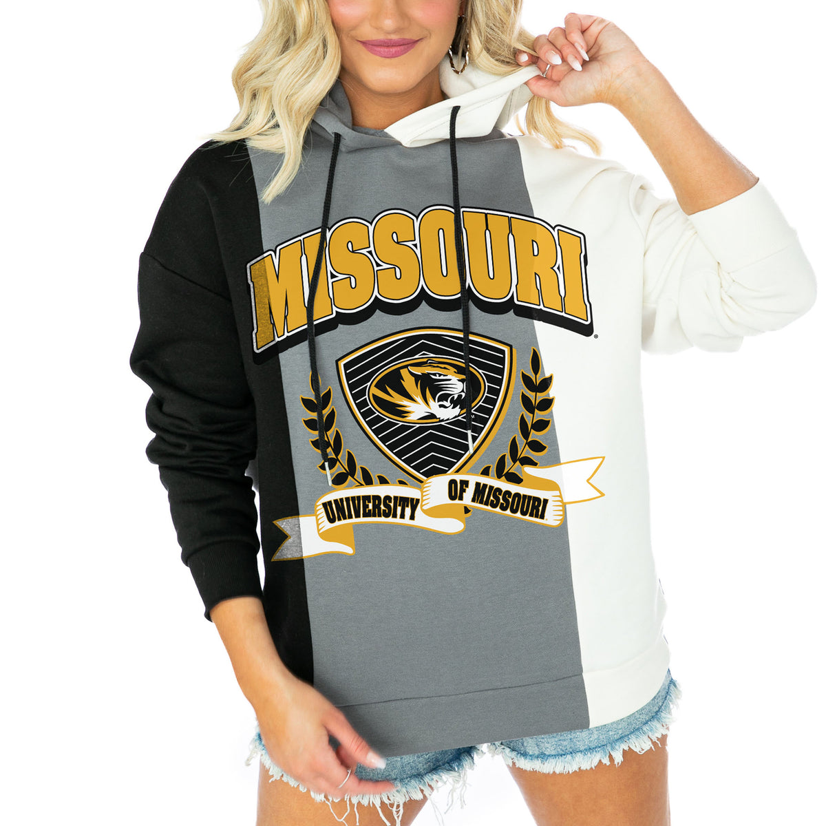 Women's Gameday Couture  Black Missouri Tigers Hall Of Fame Color Block Pullover Hoodie
