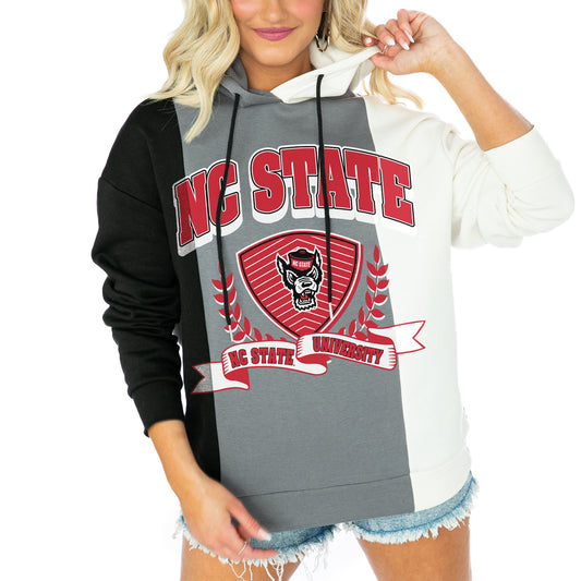 Women's Gameday Couture  Black NC State Wolfpack Hall Of Fame Color Block Pullover Hoodie