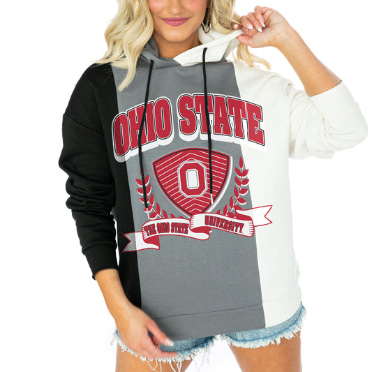 Women's Gameday Couture  Black Ohio State Buckeyes Hall Of Fame Color Block Pullover Hoodie