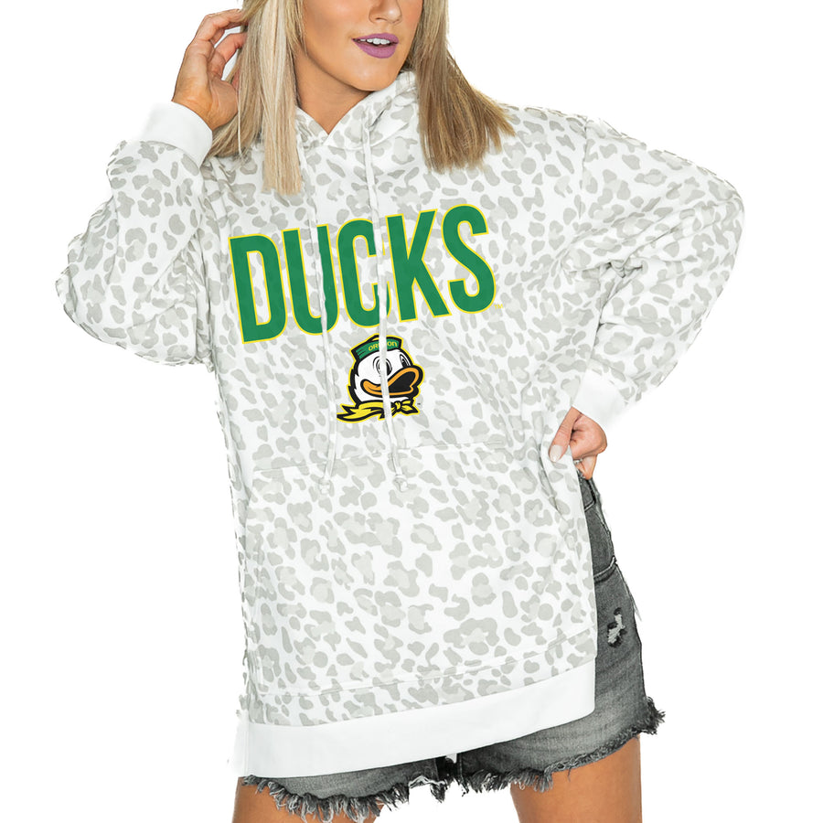 Women's Gameday Couture  White Oregon Ducks Fierce Fan Side-Slit Pullover Hoodie