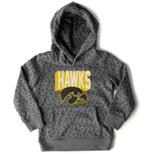 Girls Youth Gameday Couture  Black Iowa Hawkeyes Running Wild Leopard Print Pullover Hoodie