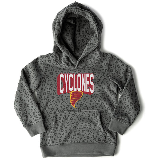 Girls Youth Gameday Couture  Black Iowa State Cyclones Running Wild Leopard Print Pullover Hoodie