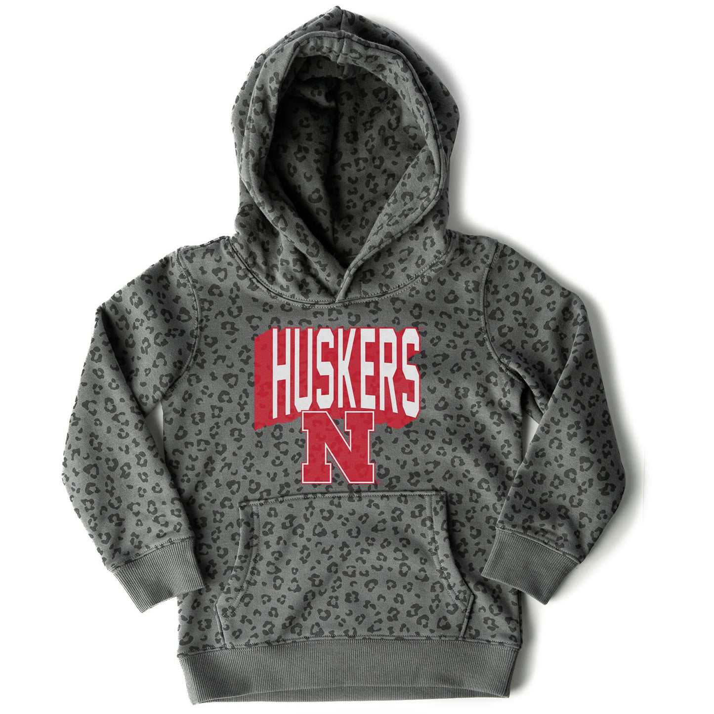 Girls Youth Gameday Couture  Black Nebraska Huskers Running Wild Leopard Print Pullover Hoodie