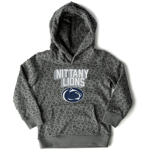 Girls Youth Gameday Couture  Black Penn State Nittany Lions Running Wild Leopard Print Pullover Hoodie