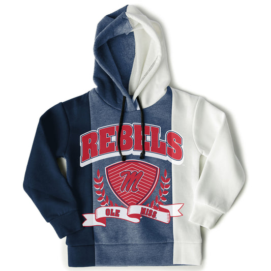 Girls Youth Gameday Couture  Navy Ole Miss Rebels Hall Of Fame Color Block Pullover Hoodie