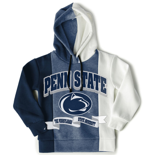 Girls Youth Gameday Couture  Navy Penn State Nittany Lions Hall Of Fame Color Block Pullover Hoodie