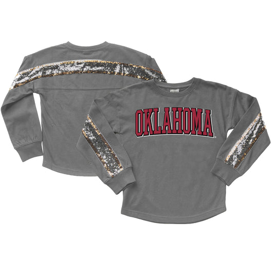 Girls Youth Gameday Couture  Gray Oklahoma Sooners Guess Who's Back Long Sleeve T-Shirt