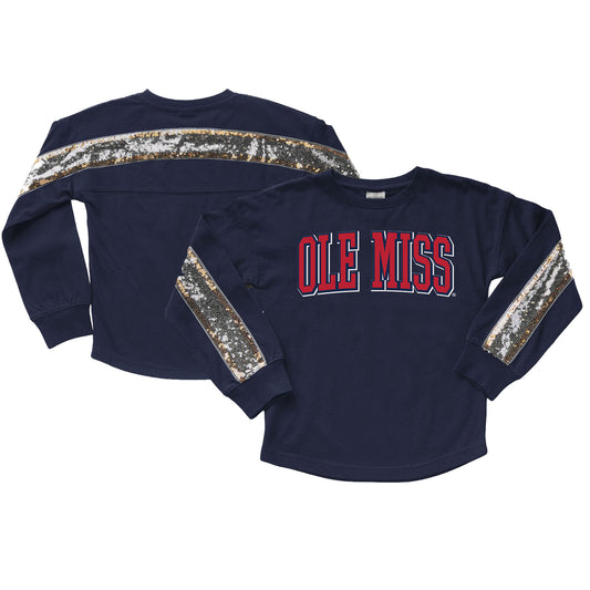 Girls Youth Gameday Couture  Navy Ole Miss Rebels Guess Who's Back Long Sleeve T-Shirt