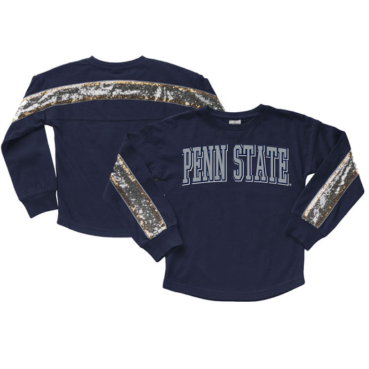 Girls Youth Gameday Couture  Navy Penn State Nittany Lions Guess Who's Back Long Sleeve T-Shirt