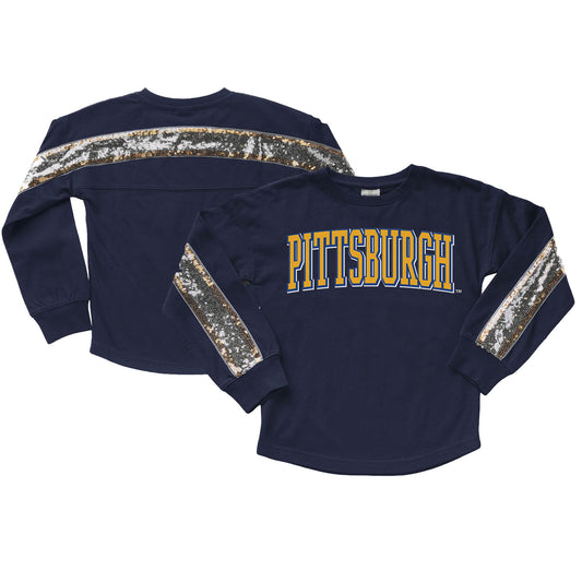 Girls Youth Gameday Couture  Navy Pitt Panthers Guess Who's Back Long Sleeve T-Shirt