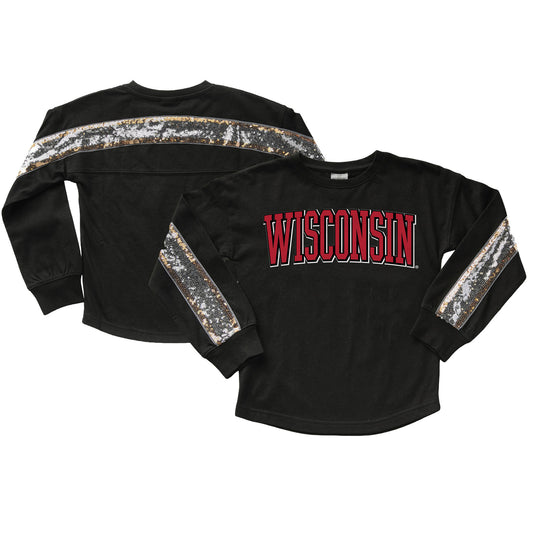 Girls Youth Gameday Couture  Black Wisconsin Badgers Guess Who's Back Long Sleeve T-Shirt