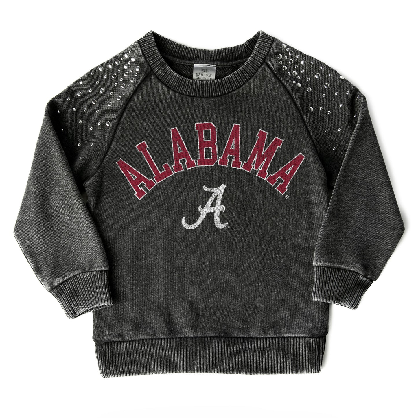 Girls Youth Gameday Couture  Charcoal Alabama Crimson Tide Don't Blink Studded Long Sleeve T-Shirt