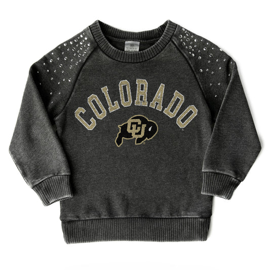 Girls Youth Gameday Couture  Charcoal Colorado Buffaloes Don't Blink Studded Long Sleeve T-Shirt