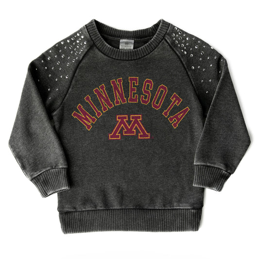 Girls Youth Gameday Couture  Charcoal Minnesota Golden Gophers Don't Blink Studded Long Sleeve T-Shirt